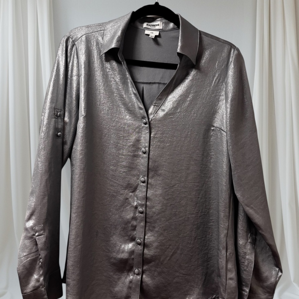 Express Metallic Gray Dress Shirt
